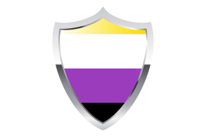 Non-Binary Flag with Medieval Heater Shield flag