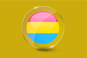 Flagge der Pansexualität glänzender runder Knopf flag