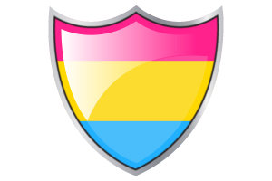Wappen mit der Flagge der Pansexualität flag