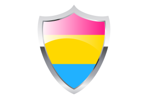 Flagge der Pansexualität mit mittelalterlichem Heizschild flag