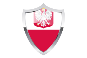 Poland Flag with Medieval Heater Shield flag