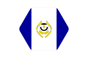 Illustration du drapeau d'Arviat forme hexagonale arrondie flag