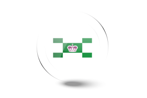 Botón redondo brillante de la bandera de Charlottetown flag