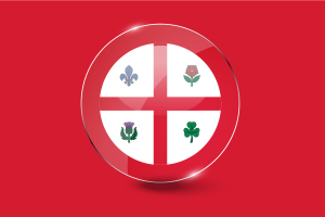 Bouton rond brillant du drapeau de Montréal flag