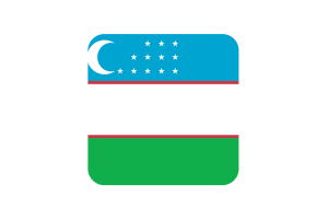 Uzbekistan Flag Square Rounded Shape flag
