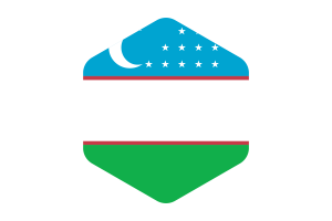 Uzbekistan Flag Rounded Hexagon Shape flag