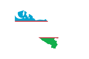Uzbekistan Map with Flag flag
