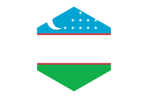 Uzbekistan Flag Hexagon Shape flag