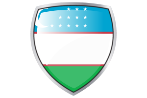 Uzbekistan Flag Couche Heraldic Shield flag