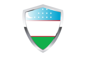 Uzbekistan Flag with Pointed Triangular Shield flag