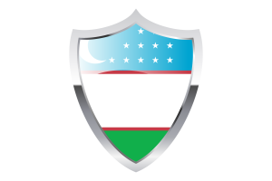Uzbekistan Flag with Medieval Heater Shield flag