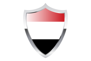 Yemen Flag with Medieval Heater Shield flag