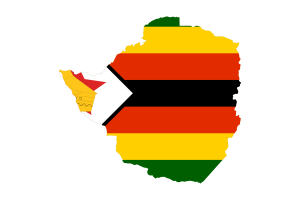 Zimbabwe Map with Flag flag