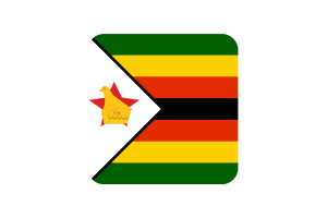 Zimbabwe Flag Square Rounded Shape flag