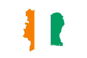 Côte d'Ivoire Map with Flag flag