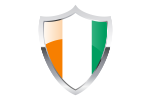 Côte d'Ivoire Flag with Medieval Heater Shield flag