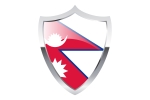 Nepal Flag with Medieval Heater Shield flag