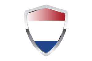 Netherlands Flag with Pointed Triangular Shield flag