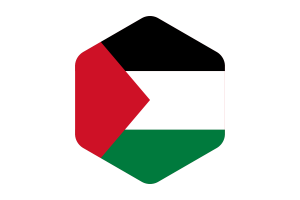 Palestine Flag Rounded Hexagon Shape flag