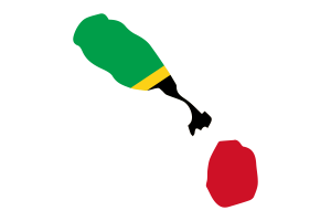 Saint Kitts and Nevis Map with Flag flag