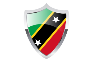 Saint Kitts and Nevis Flag with Medieval Heater Shield flag