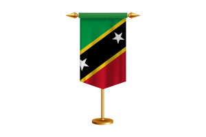 Saint Kitts and Nevis Flag Illustration with Stand flag