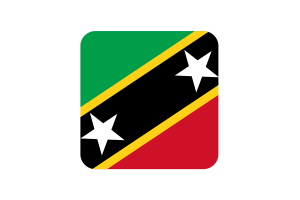 Saint Kitts and Nevis Flag Square Rounded Shape flag