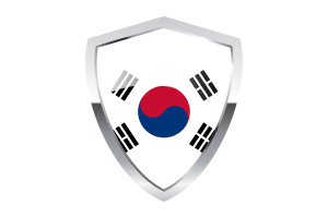 South Korea Flag with Pointed Triangular Shield flag