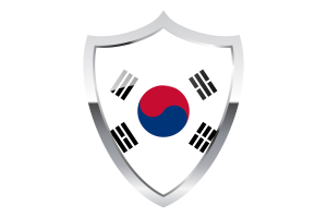 South Korea Flag with Medieval Heater Shield flag