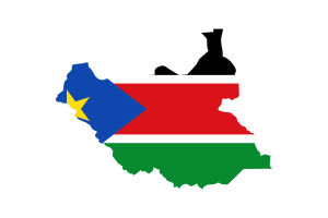 South Sudan Map with Flag flag