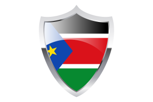 South Sudan Flag with Medieval Heater Shield flag