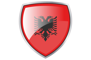 Albania Flag Couche Heraldic Shield flag