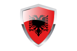 Albania Flag with Pointed Triangular Shield flag