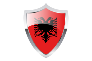 Albania Flag with Medieval Heater Shield flag