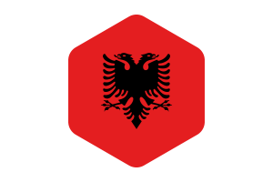Albania Flag Rounded Hexagon Shape flag