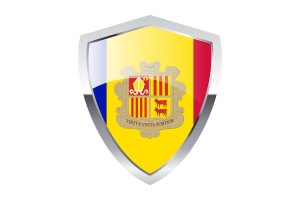 Andorra Flag with Pointed Triangular Shield flag