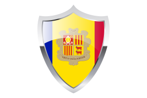 Andorra Flag with Medieval Heater Shield flag