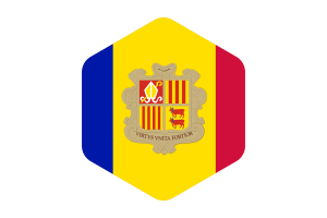 Andorra Flag Rounded Hexagon Shape flag