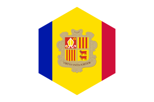 Andorra Flag Hexagon Shape flag
