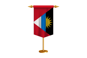 Antigua and Barbuda Flag Illustration with Stand flag