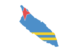 Aruba Map with Flag flag