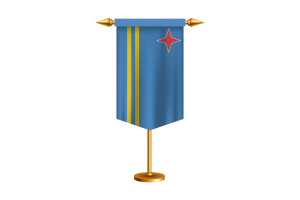 Aruba Flag Illustration with Stand flag