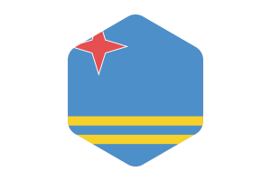Aruba Flag Rounded Hexagon Shape flag