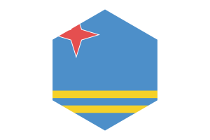 Aruba Flag Hexagon Shape flag