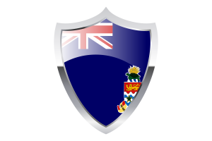 Flagge der Kaimaninseln mit mittelalterlichem Heater-Wappen flag