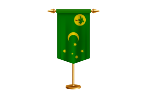 Cocos (Keeling) Islands Flag Illustration with Stand flag