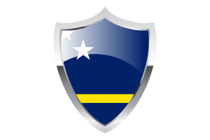 Curaçao Flag with Medieval Heater Shield flag
