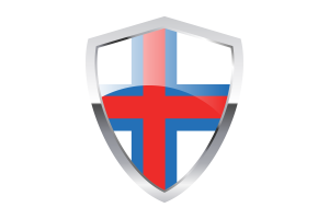 Bandiera delle Isole Faroe con scudo triangolare appuntito flag