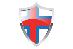 Bandiera delle Isole Faroe con scudo medievale flag