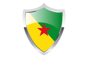 French Guiana Flag with Medieval Heater Shield flag